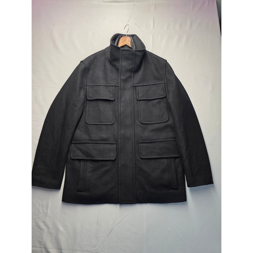 Marc New York Andrew Marc Mens Wool Blend Field Coat with Quilted Bib Black M